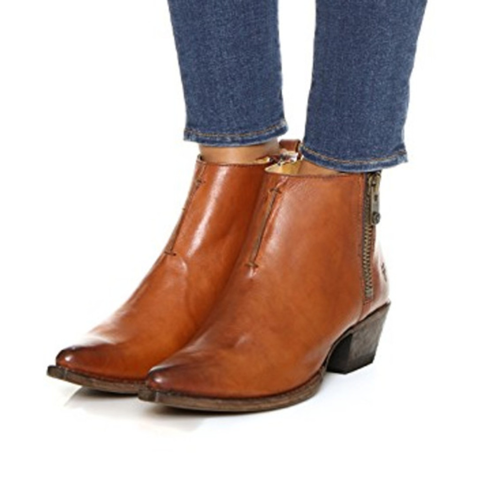 Frye Sacha cognac moto booties boots